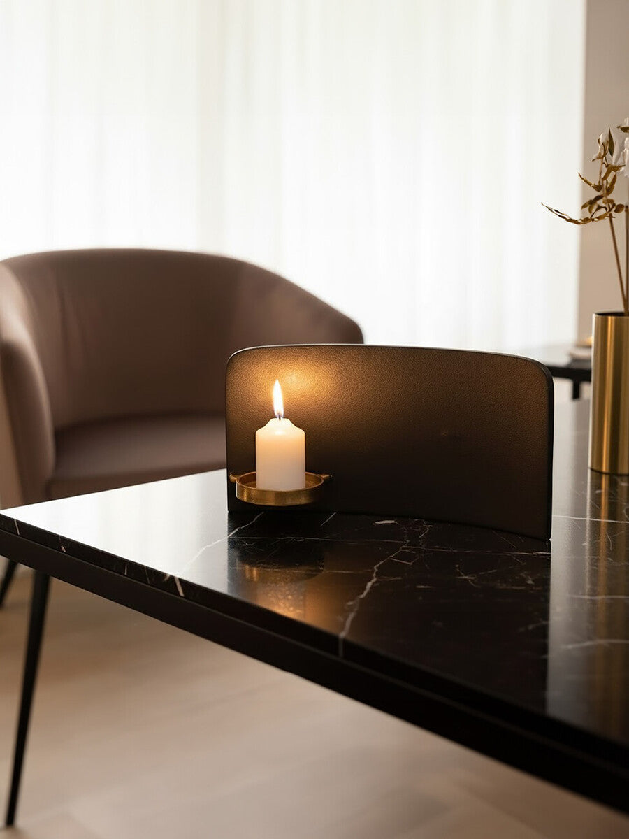 Daito Black and Gold Finish Aluminium Candle Holder