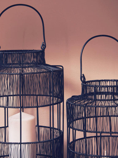 Enzo Small Black Wire Lantern