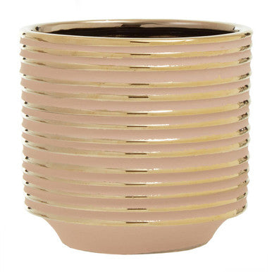 Haldis Blush Pink and Gold Large Ceramic Planter
