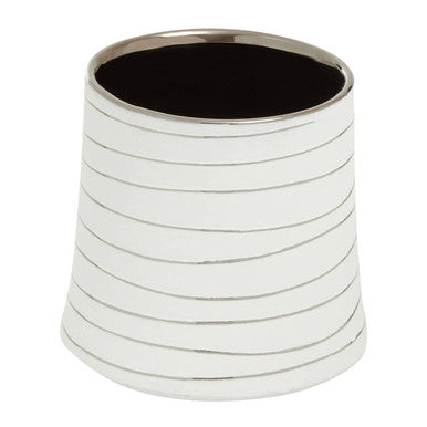 Haldis Small White and Silver Ceramic Planter