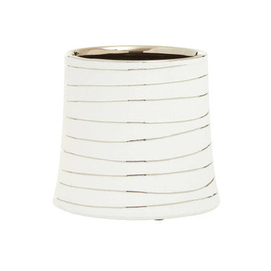 Haldis Small White and Silver Ceramic Planter
