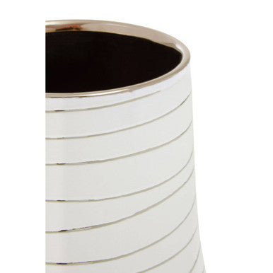 Haldis Small White and Silver Ceramic Planter