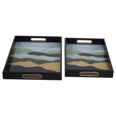 Celina Set Of Two Assorted Colour Rectangular Trays