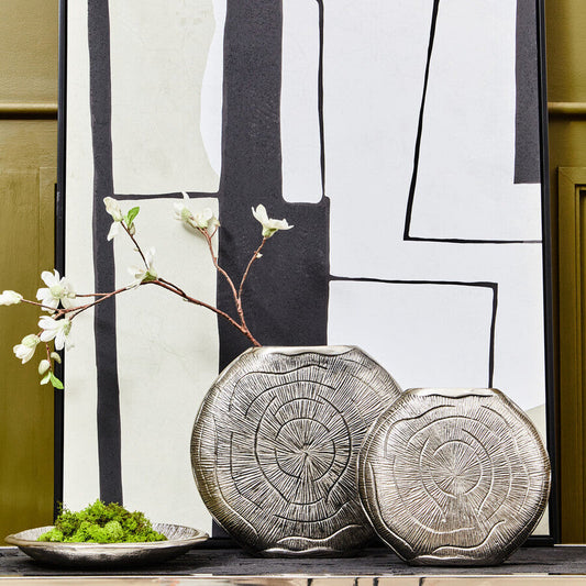 Silva Small Oak Effect Silver Finish Vase