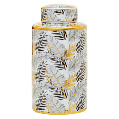 Doria Large Leaf Design Ceramic Jar