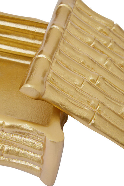 Hiba Small Gold Finish Bamboo Effect Trinket Box