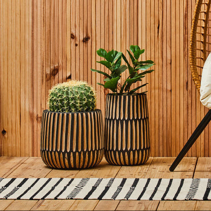 Arlo Large Natural And Black Wooden Vase