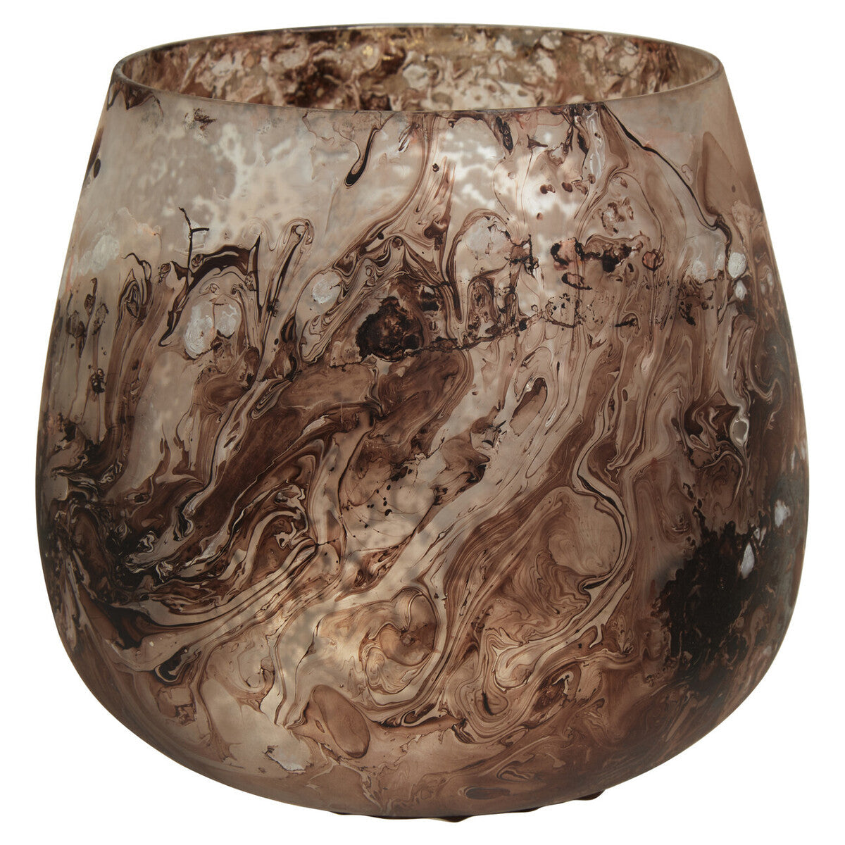 Garan Brown Marble Effect Small Candle Holder