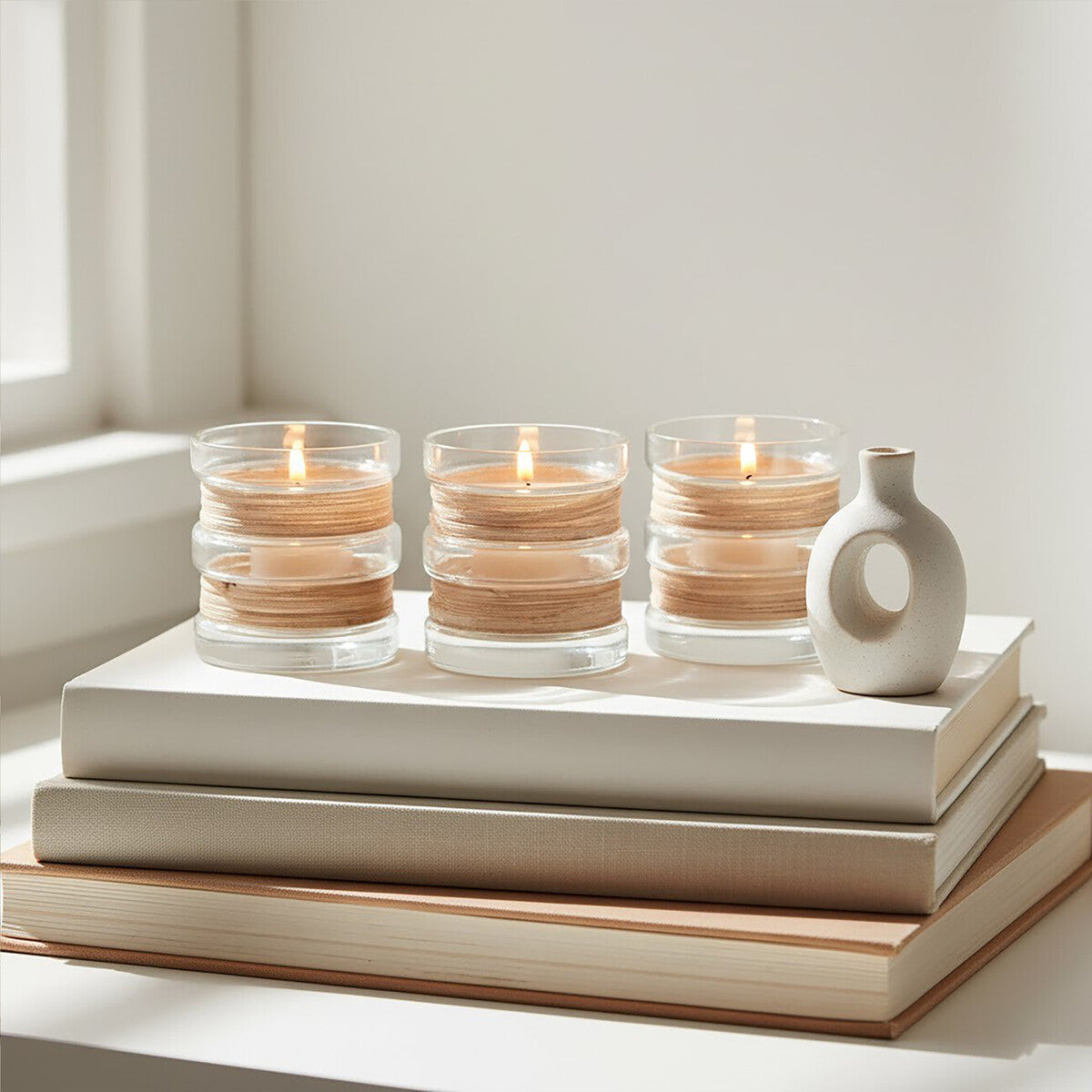 Kuta Set Of 3 Natural Tealight Holders
