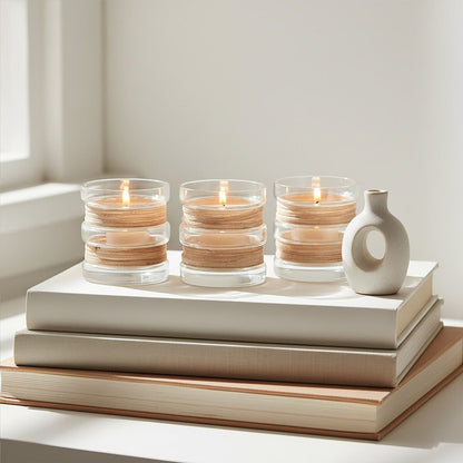 Kuta Set Of 3 Natural Tealight Holders
