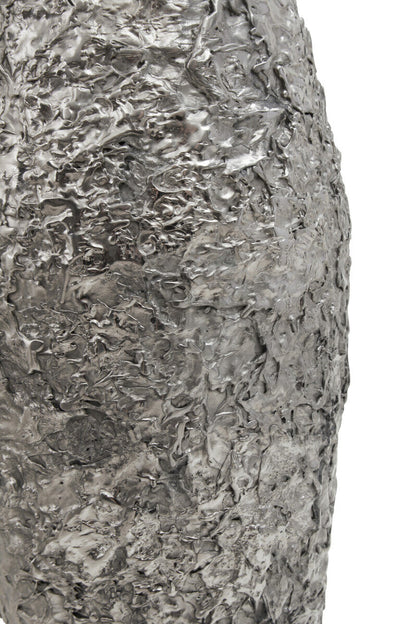 Akola Large Silver Textured Metal Vase