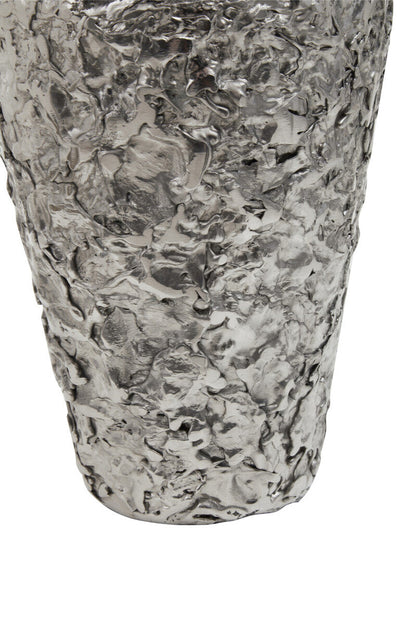 Akola Small Silver Textured Metal Vase