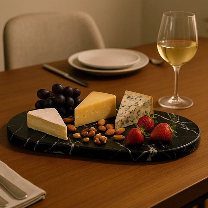 Salmo Oval Black Marble Chopping and Serving Board