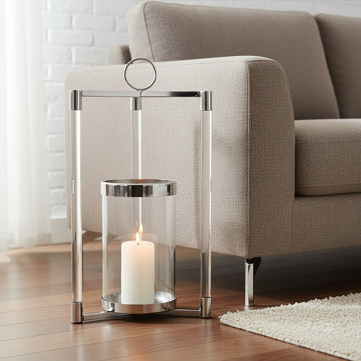 Franklin Small Silver Finish Lantern