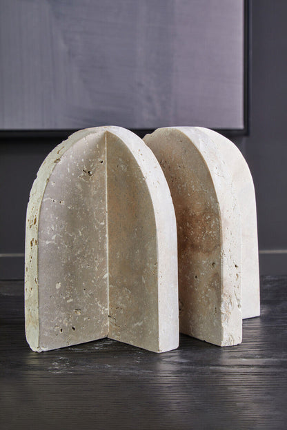 Tibor Travertine Set of 2 Arched Bookends