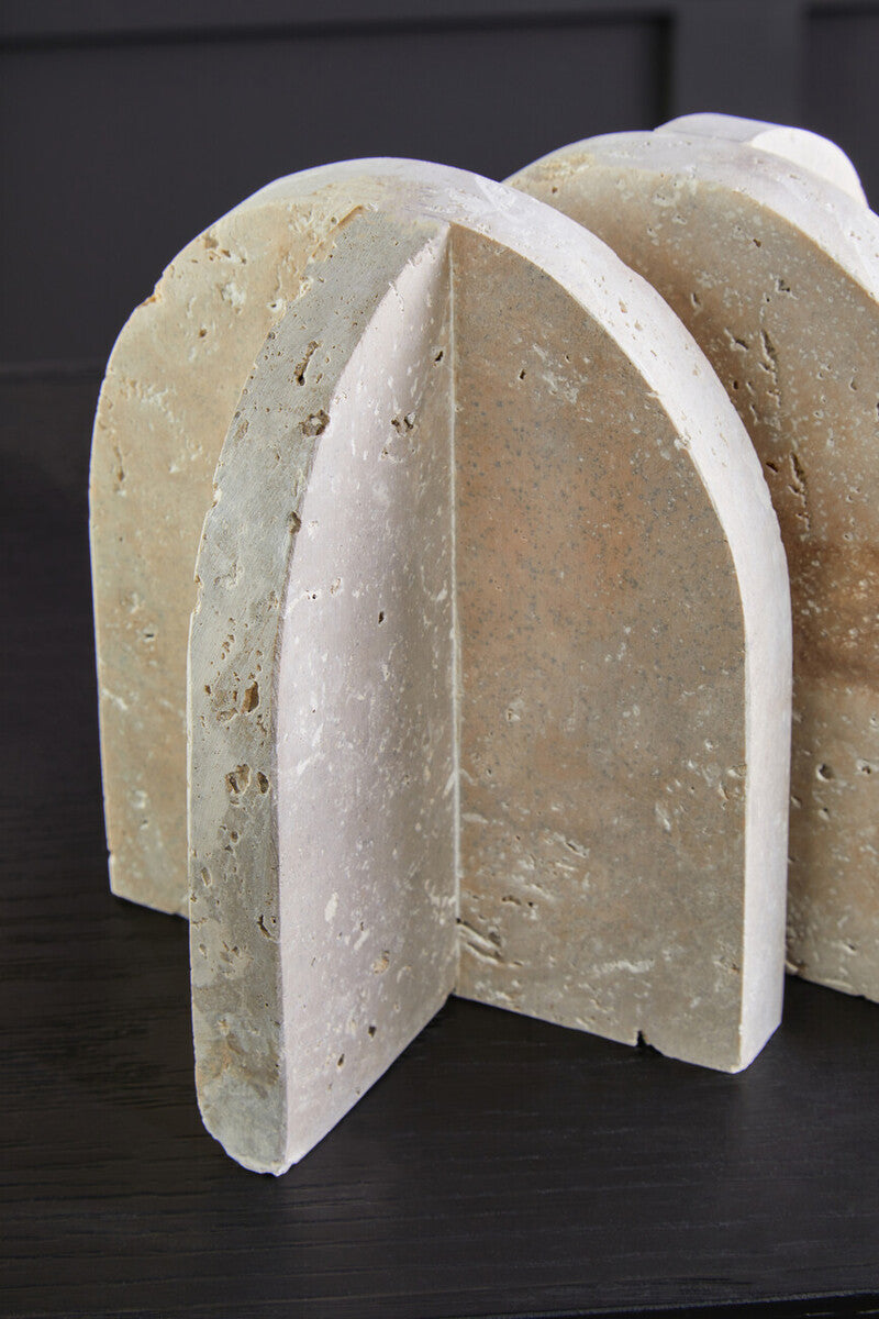 Tibor Travertine Set of 2 Arched Bookends