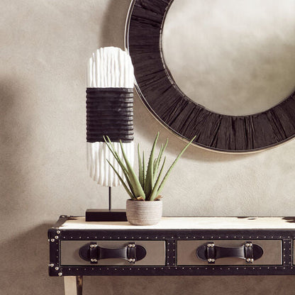 Fidel Black and White Mango Wood Oblong Sculpture