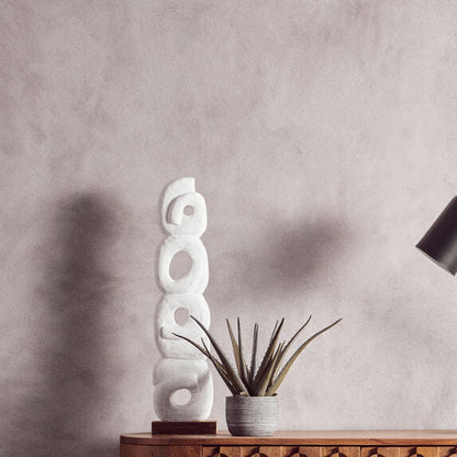 Fidel Rustic White Mango Wood Ring Sculpture