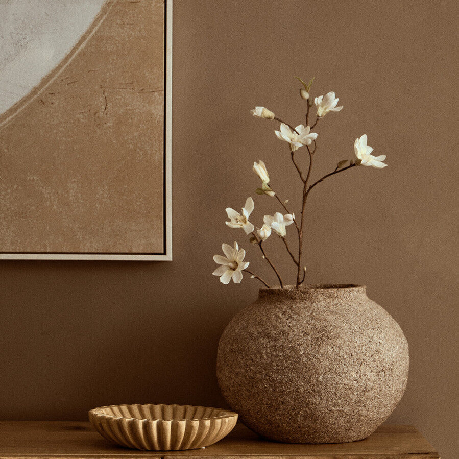 Sanai Cotton Mache And Coco Shell Round Vase