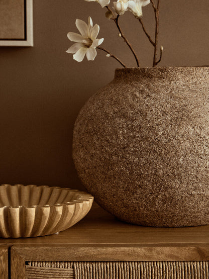 Sanai Cotton Mache And Coco Shell Round Vase