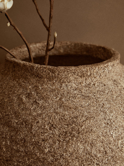 Sanai Cotton Mache And Coco Shell Round Vase