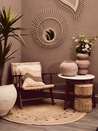 Sanai Cotton Mache And Coco Shell Round Vase