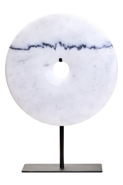 Zoro Medium Round Dia 25cm White Marble Disc Sculpture
