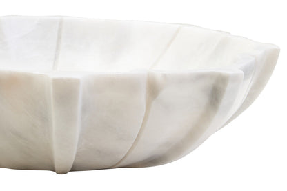 Zoro Large White Marble Lotus Bowl