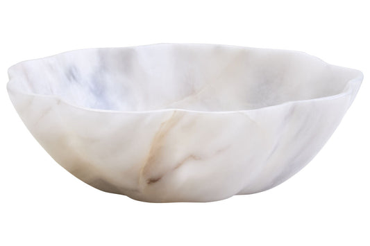Zoro Small White Marble Scalloped Bowl