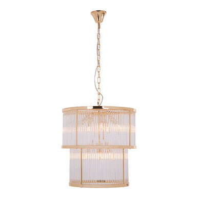 Salasco 2 Tier Gold Finish Glass Chandelier