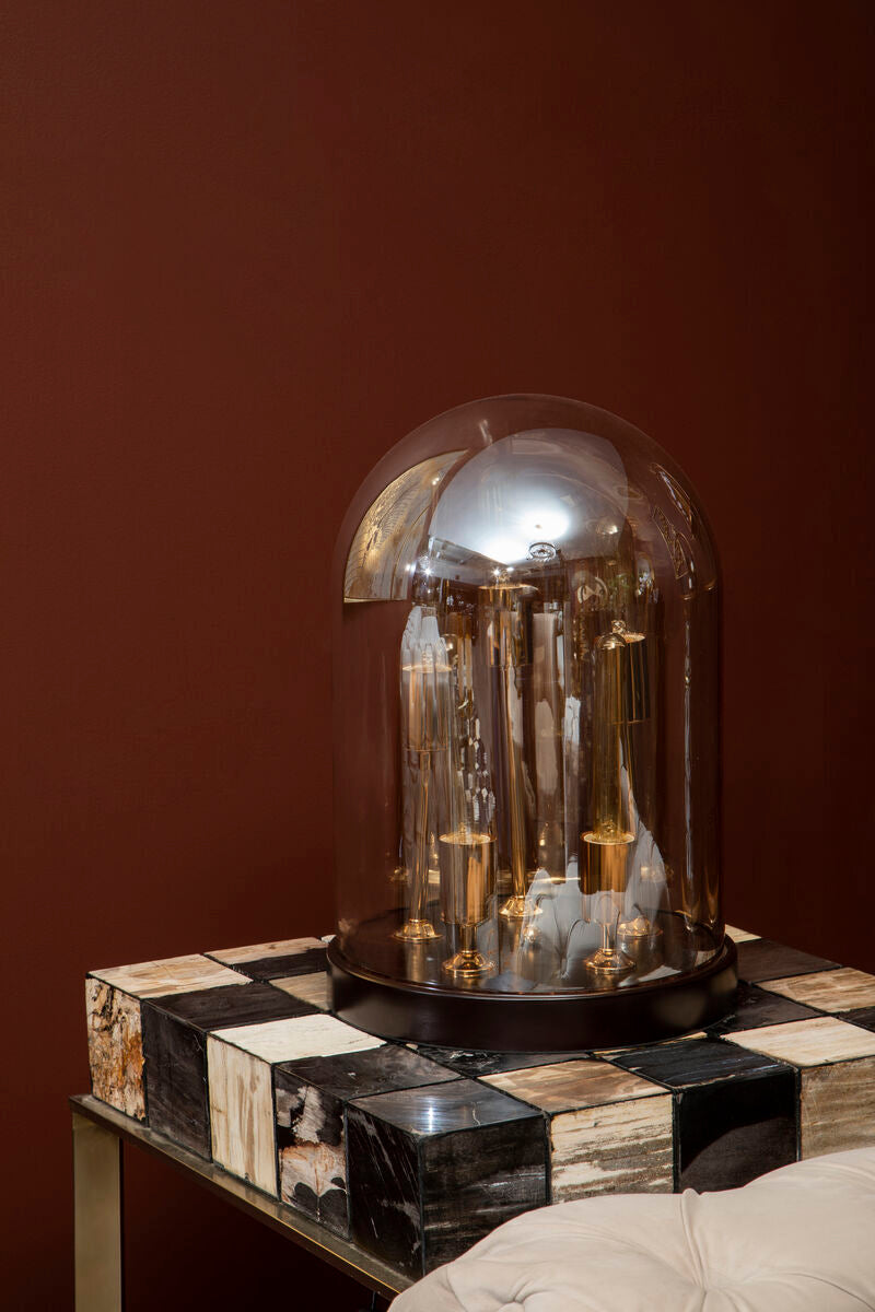 Dome Amber Glass Table Lamp