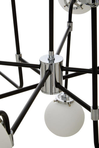 Abira Black And Chrome 16 Arm Pendant Light