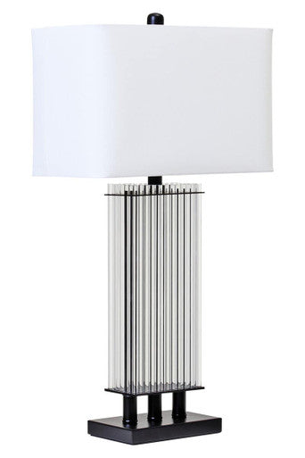 Elana Clear Glass Table Lamp With Matte Black Base