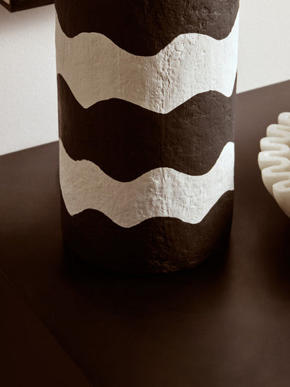Carta Black And White Curved Stripe Papier Mache Table Lamp