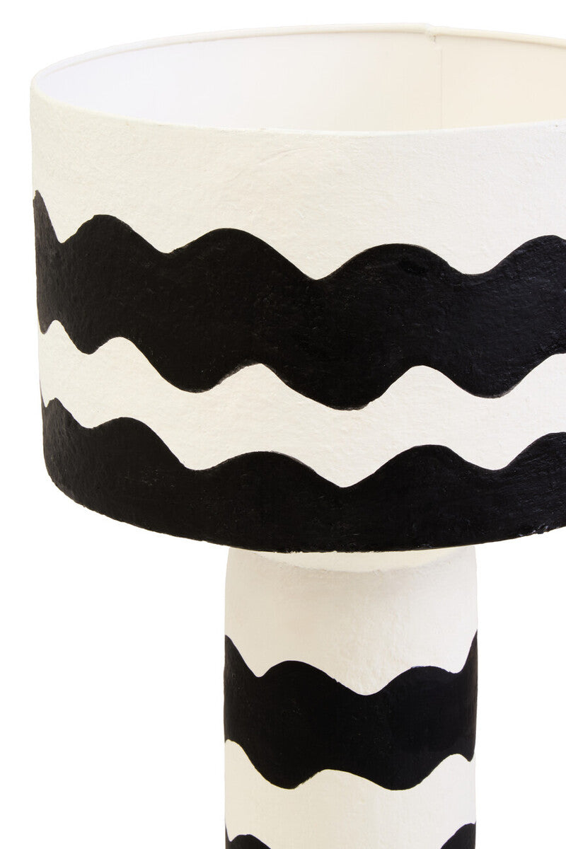 Carta Black And White Curved Stripe Papier Mache Table Lamp