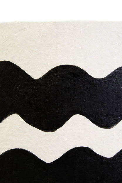 Carta Black And White Curved Stripe Papier Mache Table Lamp