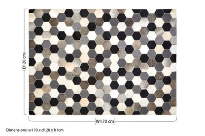 Bosie Safira Small Hair on Leather Hexagon Patchwork Rug