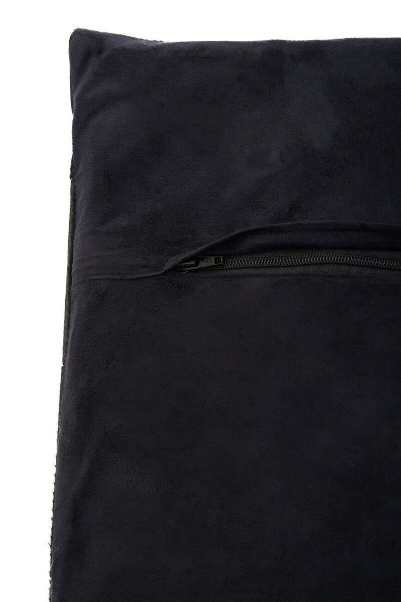 Bosie Safira Black Hair on Leather Patchwork Cushion