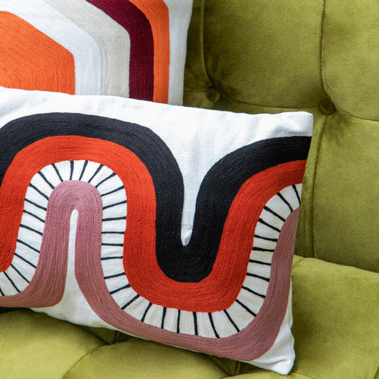 Bosie Ozella Curve Pattern Rectangular Cushion