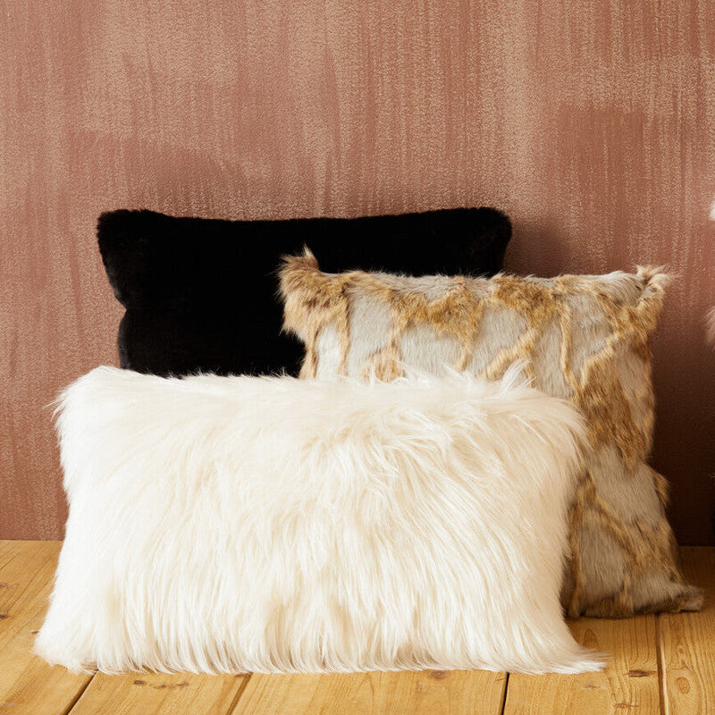 Bosie Lamina Grey Rectangular Fur Cushion