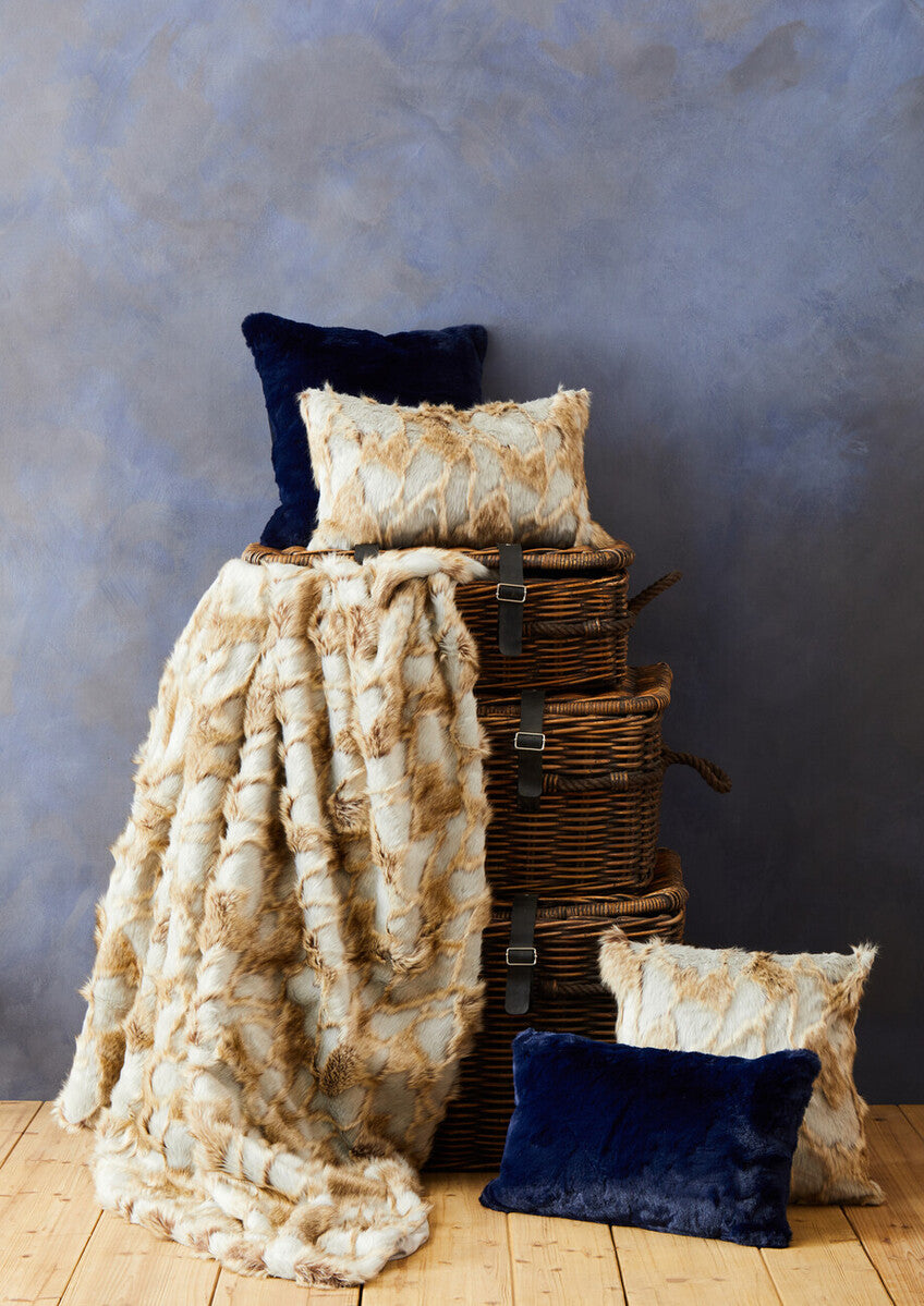 Bosie Lamina Grey And Natural Square Fur Cushion