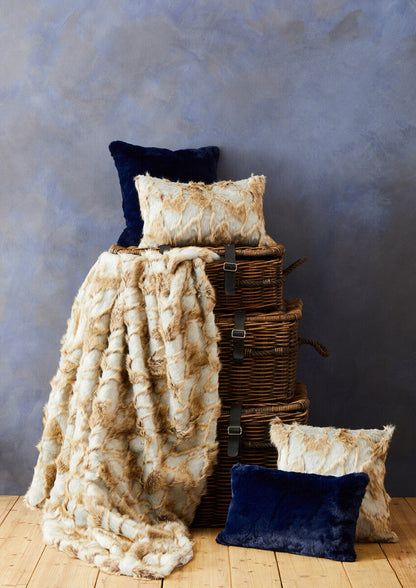 Bosie Lamina Grey And Natural Square Fur Cushion