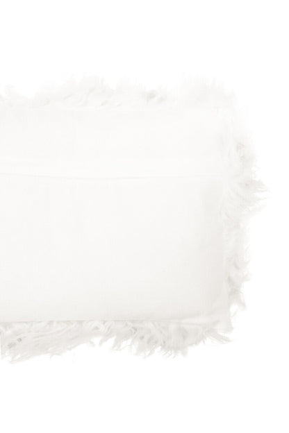 Bosie Real Mongolian Fur White Rectangular Cushion