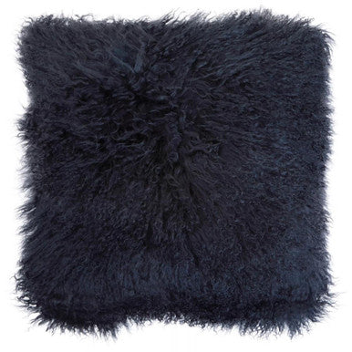 Bosie Real Mongolian Fur Black Square Cushion