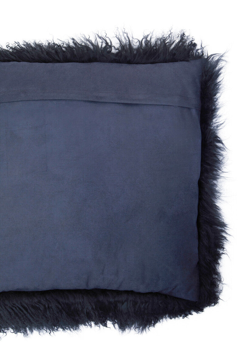 Bosie Real Mongolian Fur Black Square Cushion