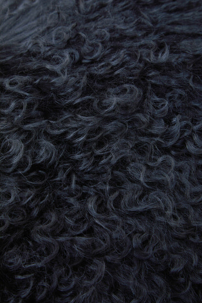Bosie Real Mongolian Fur Black Rectangular Cushion