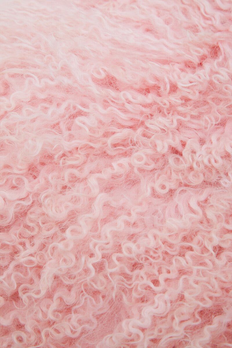 Bosie Real Mongolian Fur Pink Square Cushion