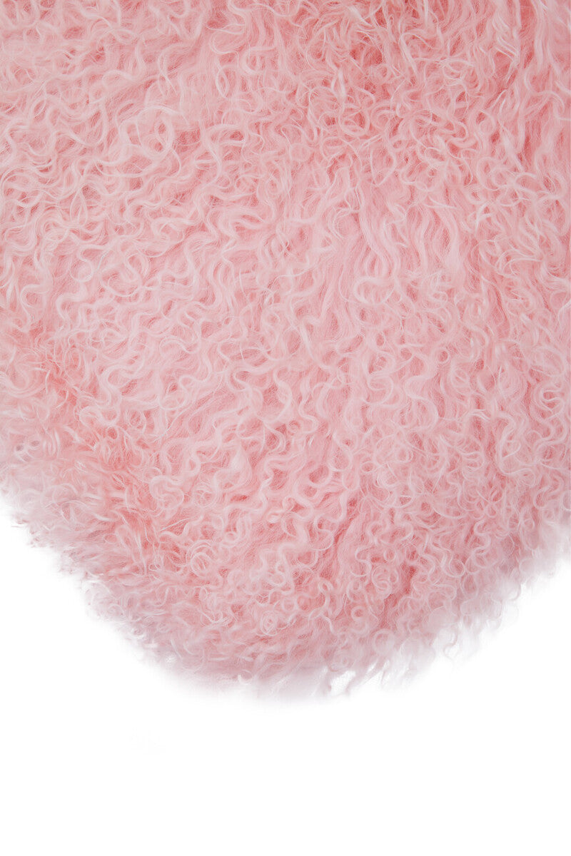 Bosie Real Mongolian Fur Pink Rectangular Cushion