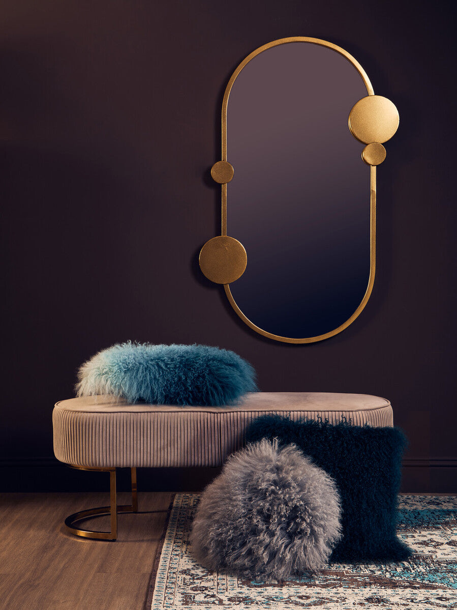 Bosie Real Mongolian Fur Teal Square Cushion