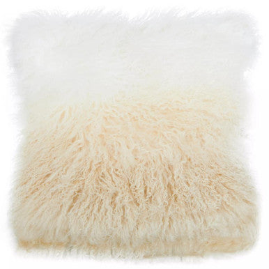 Bosie Real Mongolian Fur Natural Ombre Square Cushion